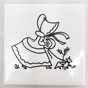 Vintage 1950s Kitsch Tile Covers SUNBONNET SALLY